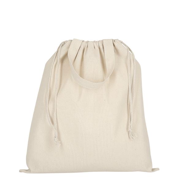 Baumwolltasche mit 2 kurzen Henkeln und Kordelzug